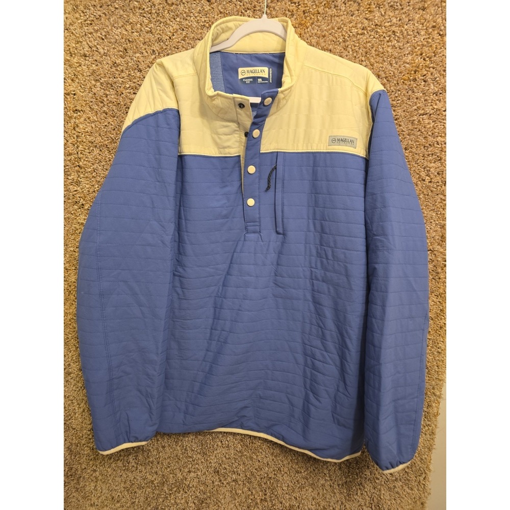 Magellan Outdoors Men's Campfire Insulated Quarter Snap White/Gray/Blue - 3XL
